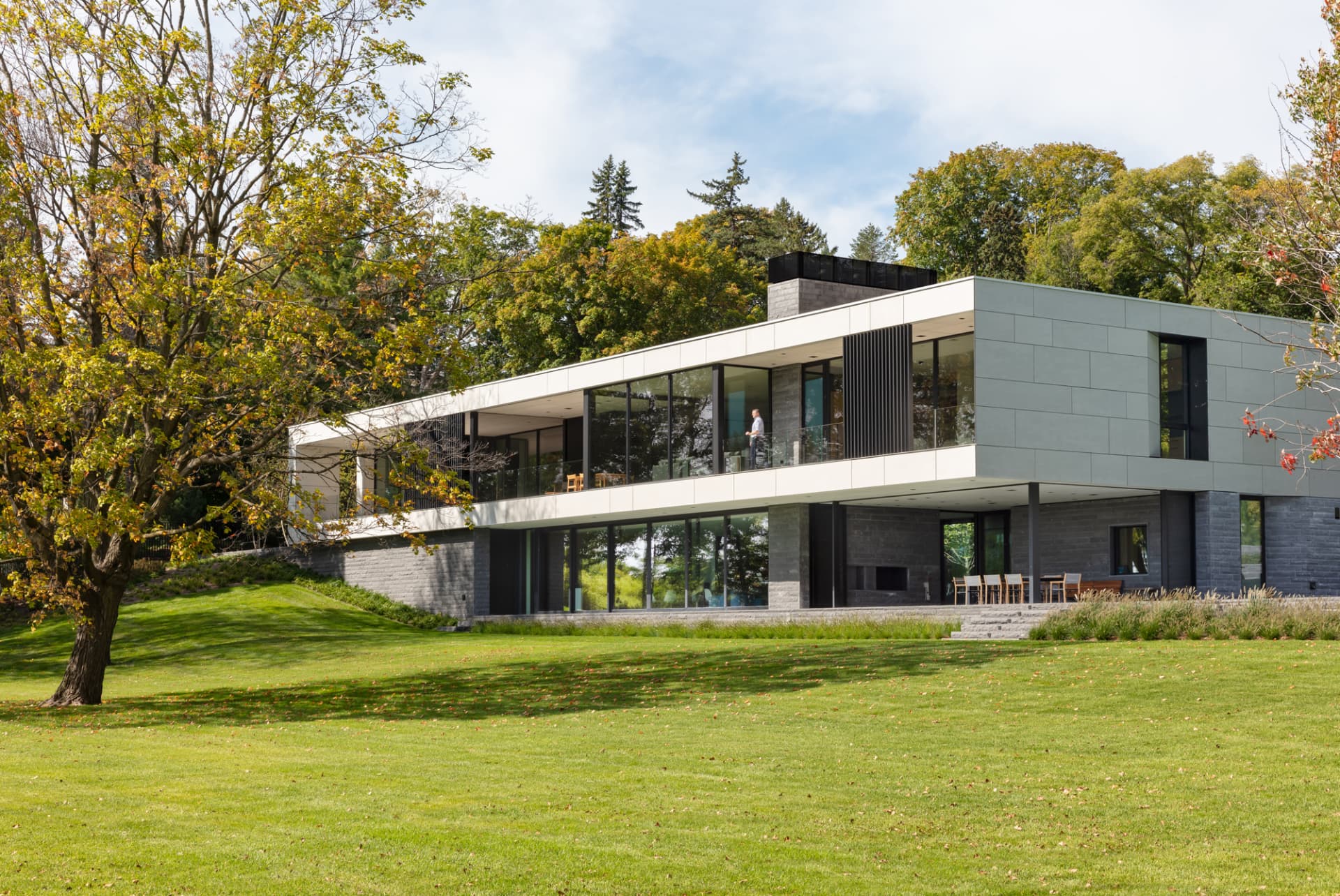 Bayside lakeside elevation in autumn
