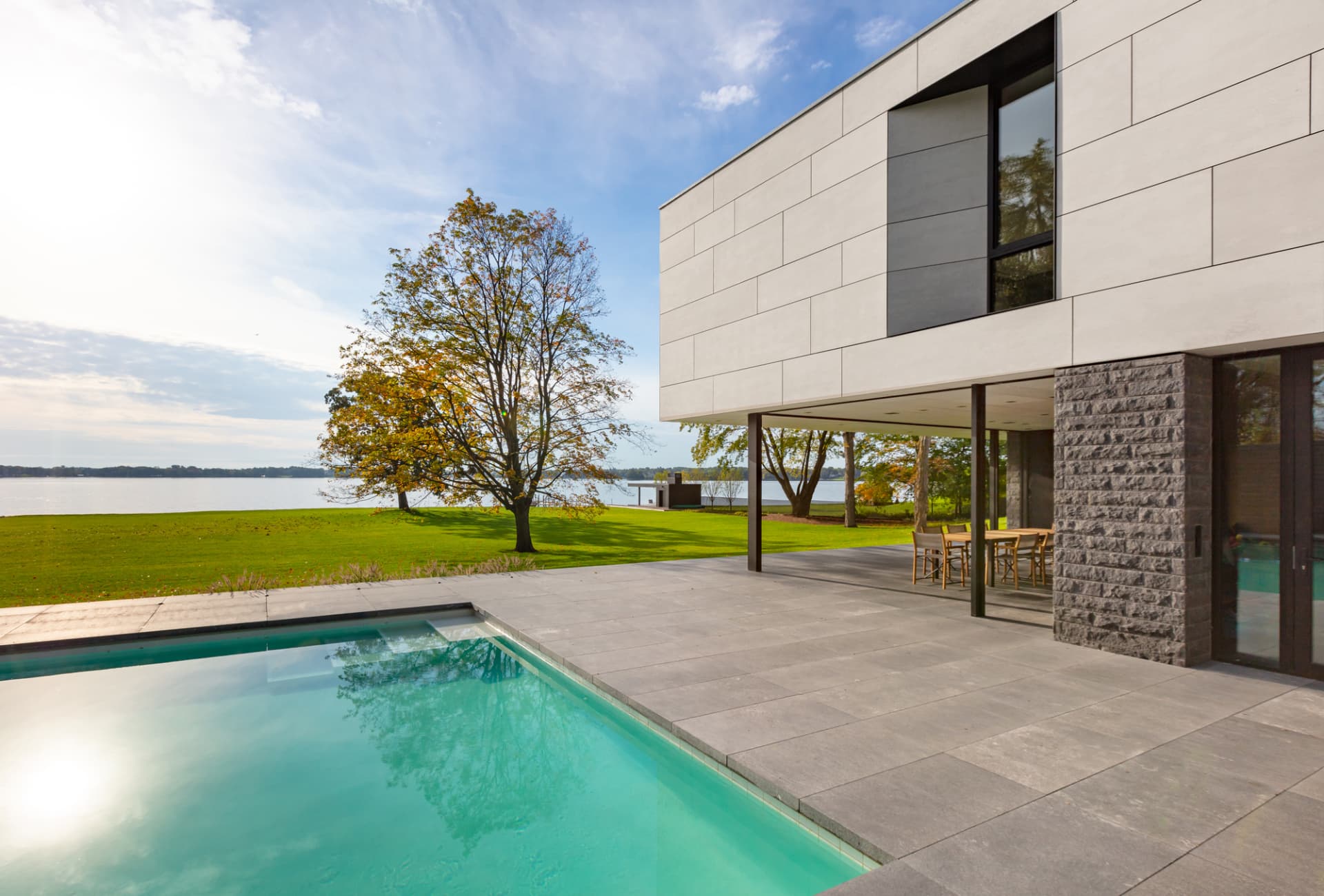 Bayside pool terrace overlooking the lake