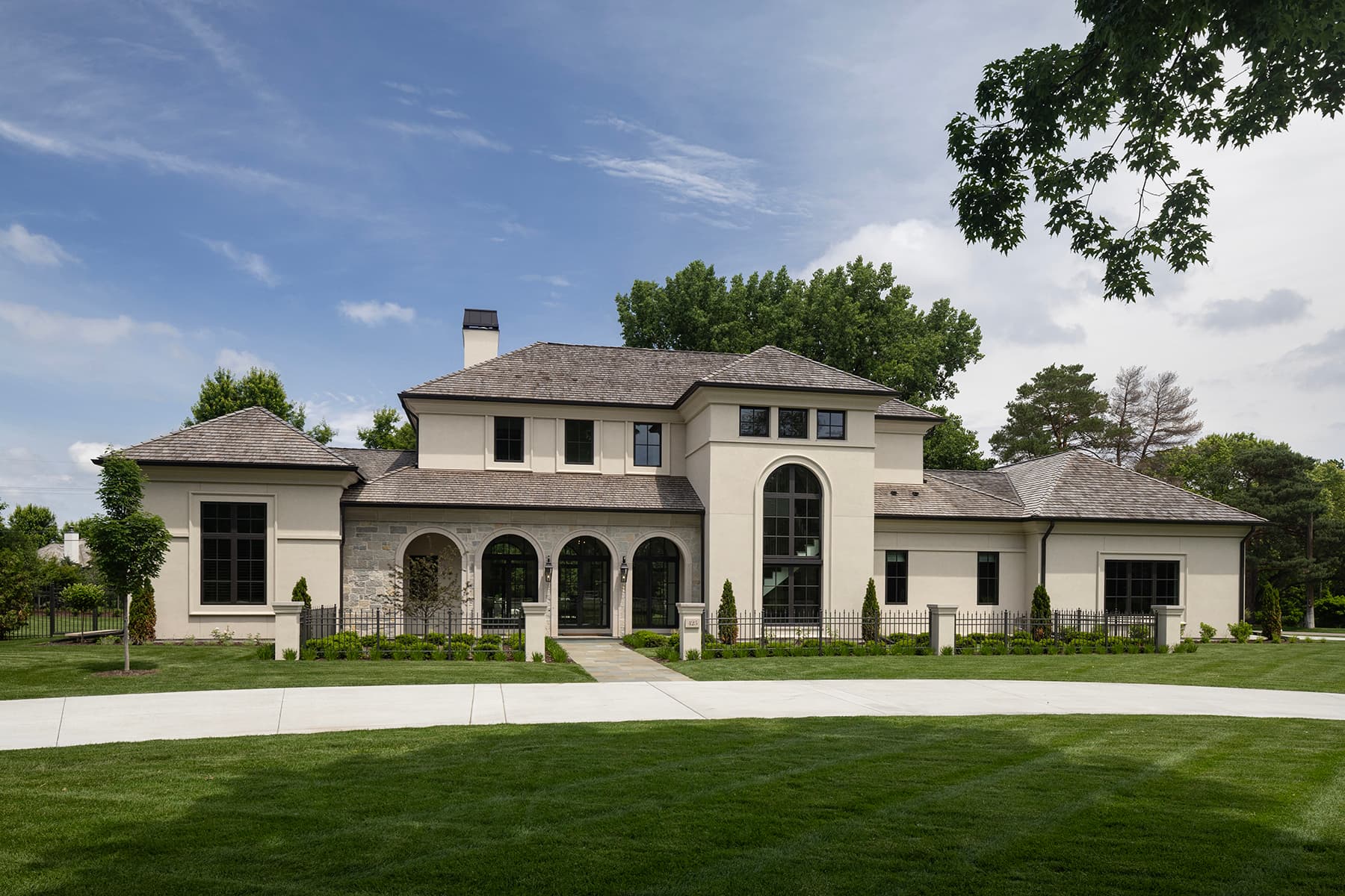 Highcroft full front elevation seen from the circular drive