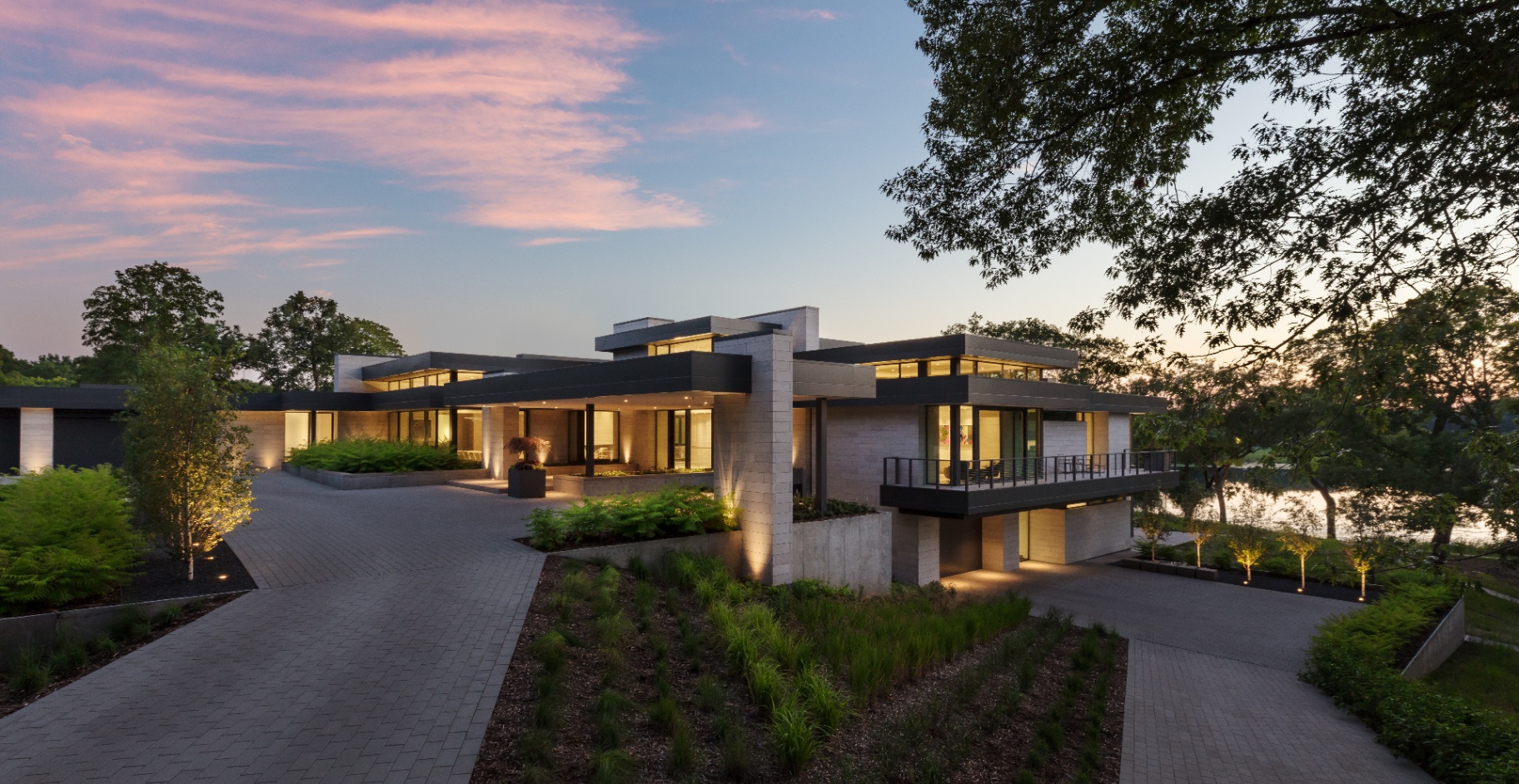 Lake Marion residence illuminated at dusk