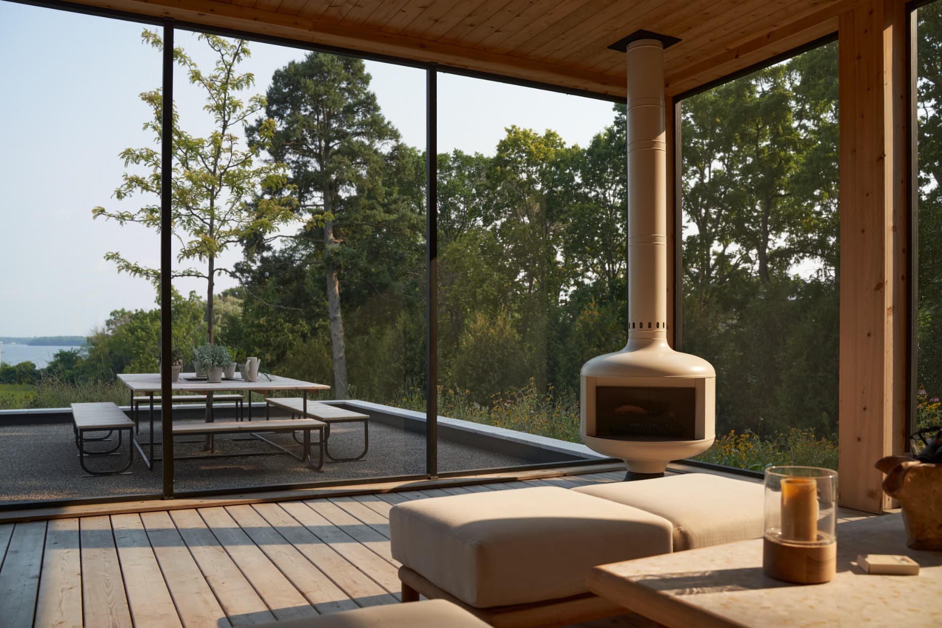 Hill House screened porch overlooking Lake Minnetonka