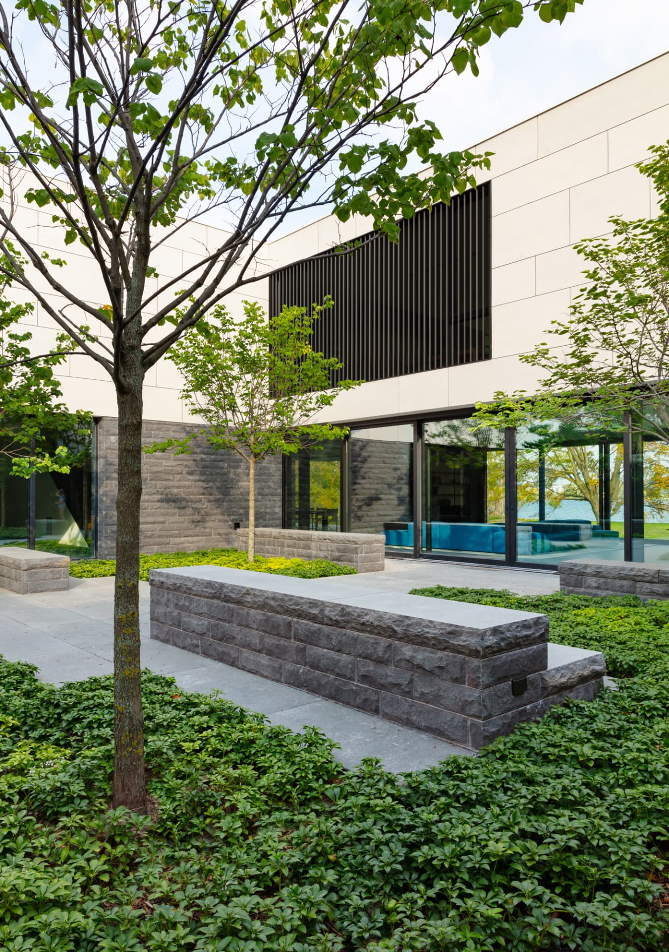 Bayside landscaped entry courtyard