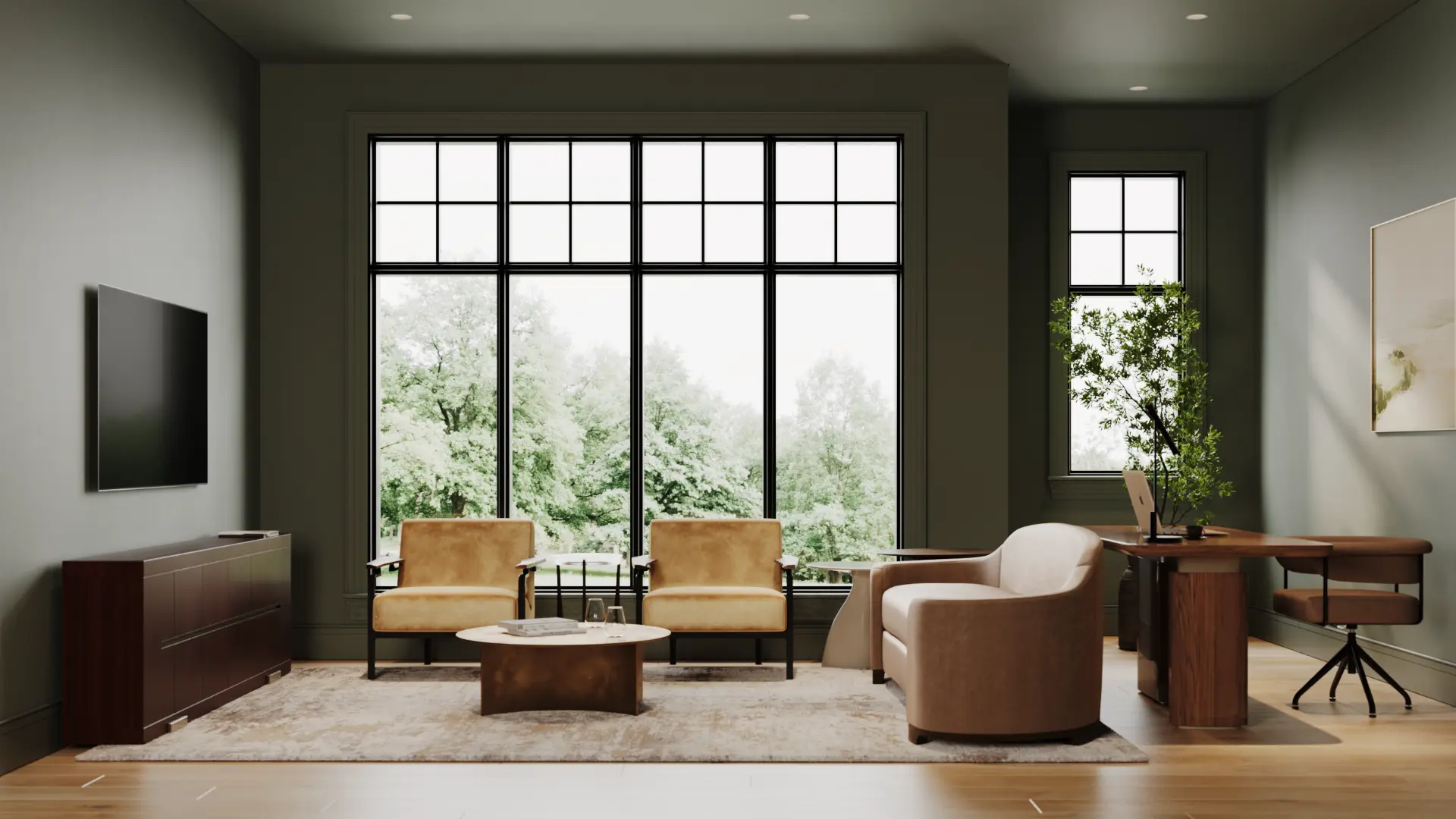 Little Orchard study with steel windows