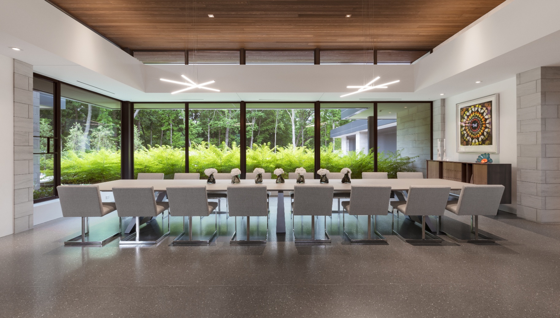 Lake Marion dining room and garden views