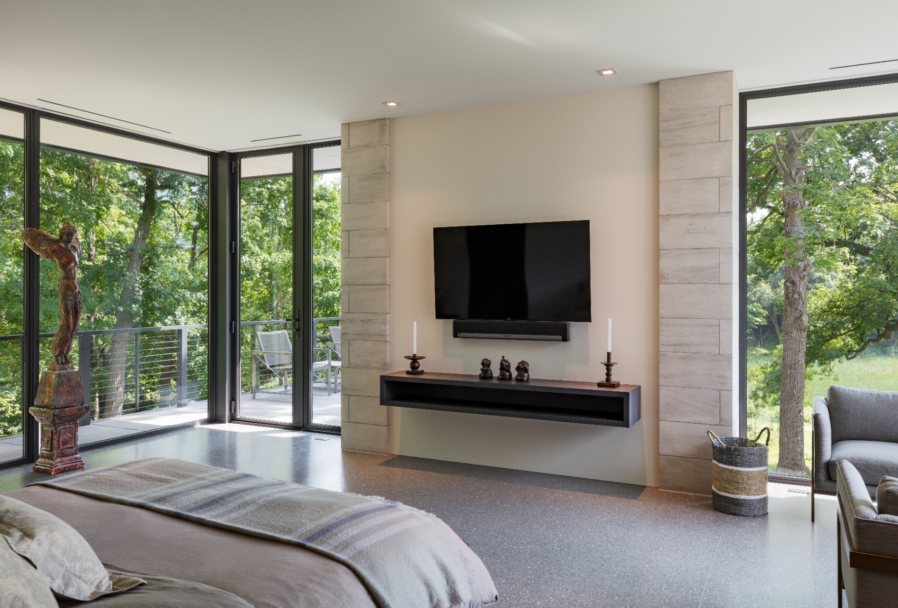 Lake Marion sitting room surrounded by trees