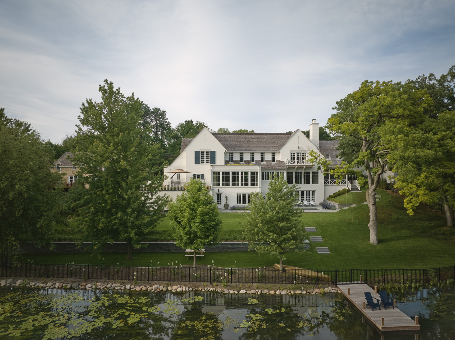 Waters Edge residence viewed across the pond