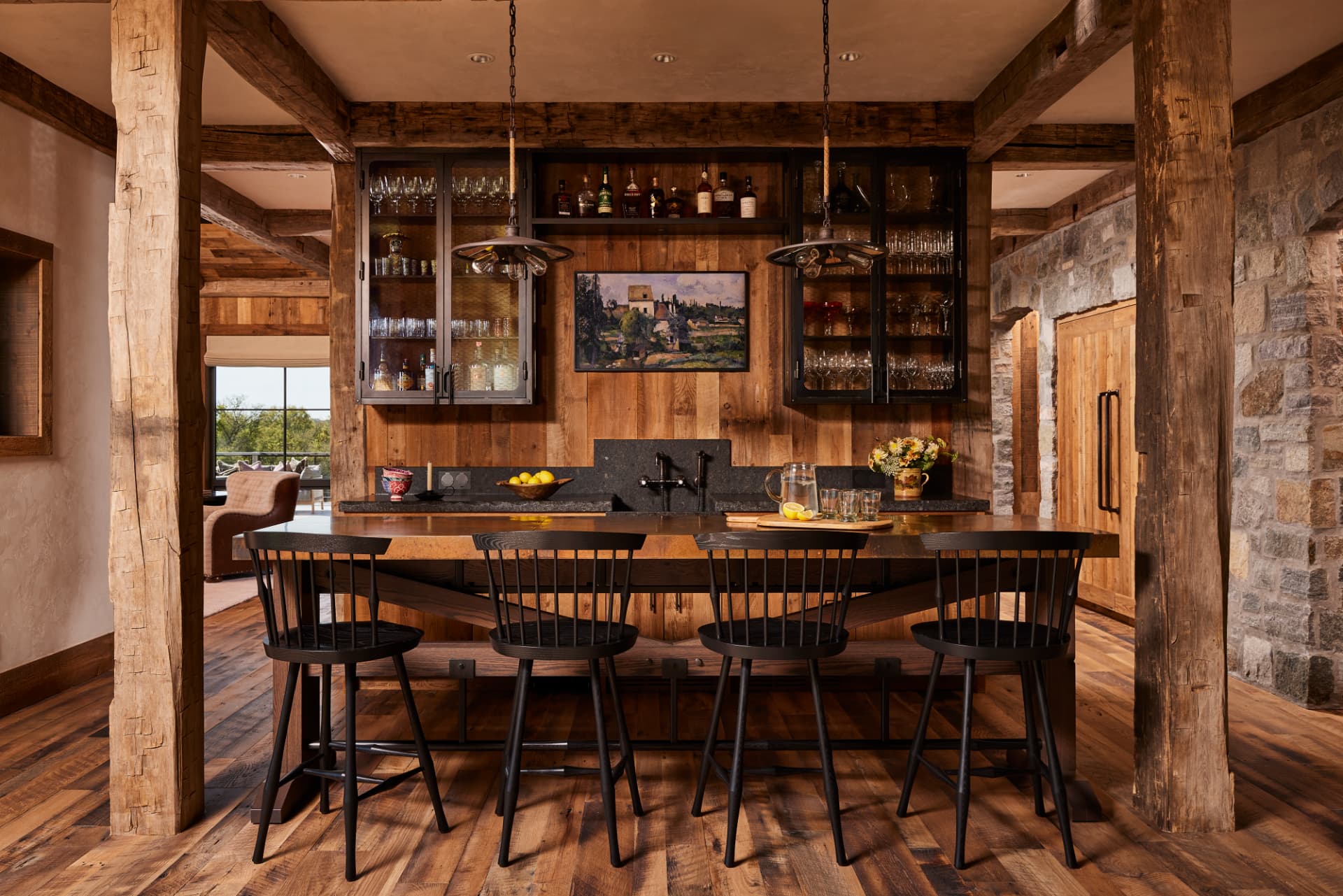 Timber Retreat timber and stone bar